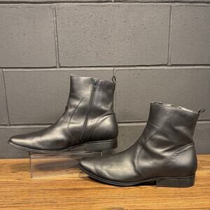 Rockport Black Leather Square Toe Zip Dress Ankle Beatle Boots Men’s 16
